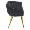 ELEGANCKA SOFA DO SALONU LUB GABINETU ROSE CZARNY VELVET ZŁOTE METALOWE NOGI - BOK
